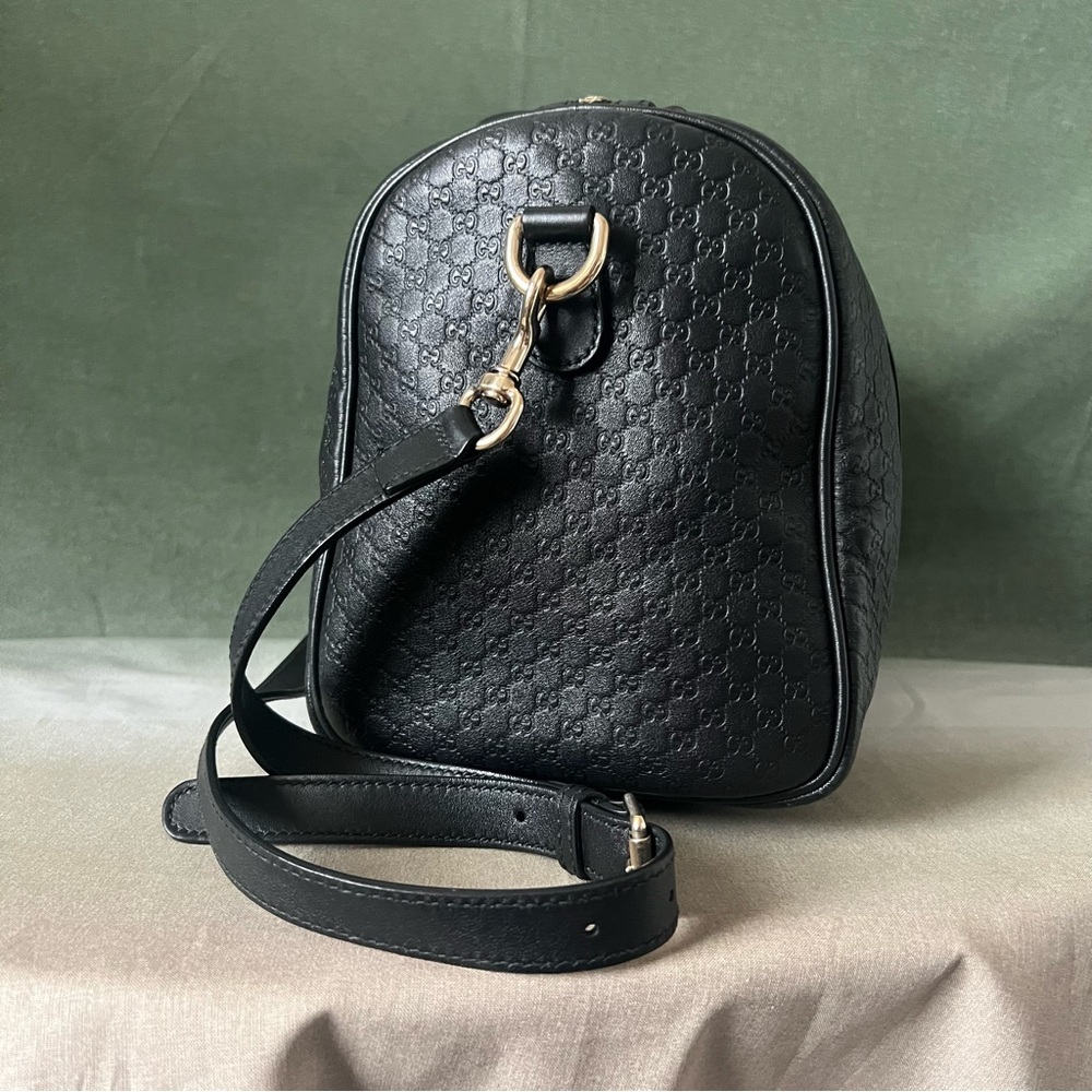 Gucci Black Leather Gg Monogram Boston Bag Crossbody - Picture 5 of 16